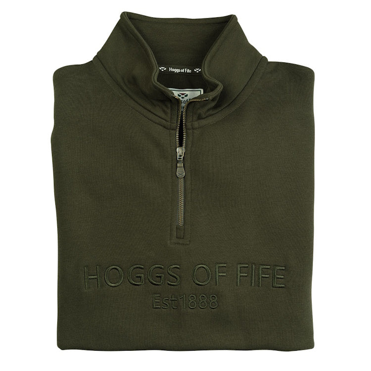 Hoggs of Fife Galloway 1888 Plain 1/4 Zip Sweatshirt - Forest