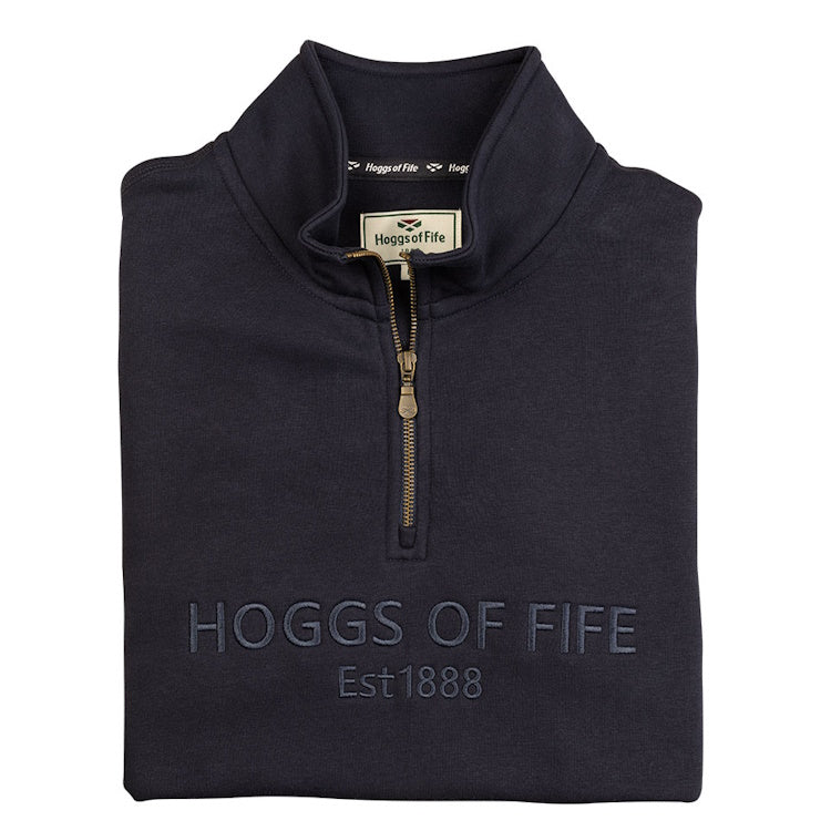 Hoggs of Fife Galloway 1888 Plain 1/4 Zip Sweatshirt - Navy