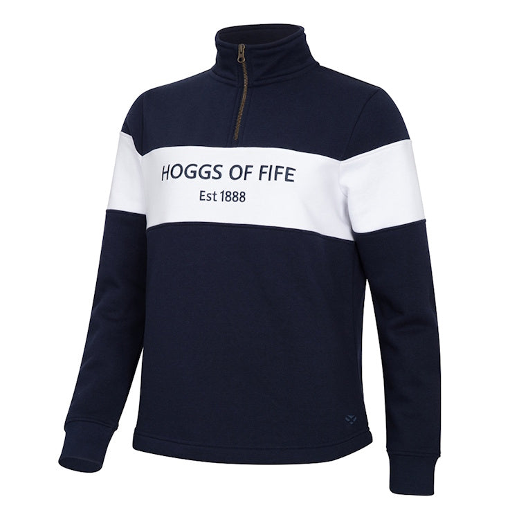 Hoggs of Fife Ladies Dumfries 1888 1/4 Zip Sweatshirt - Navy/White