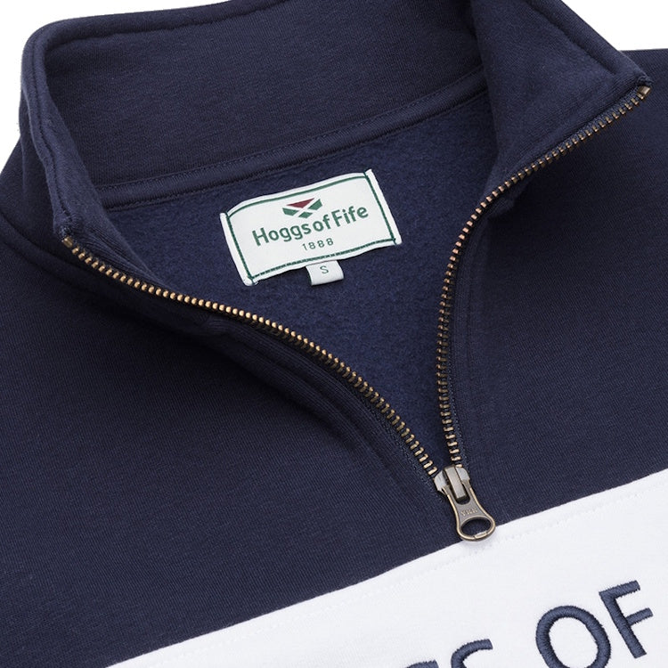 Hoggs of Fife Ladies Dumfries 1888 1/4 Zip Sweatshirt - Navy/White