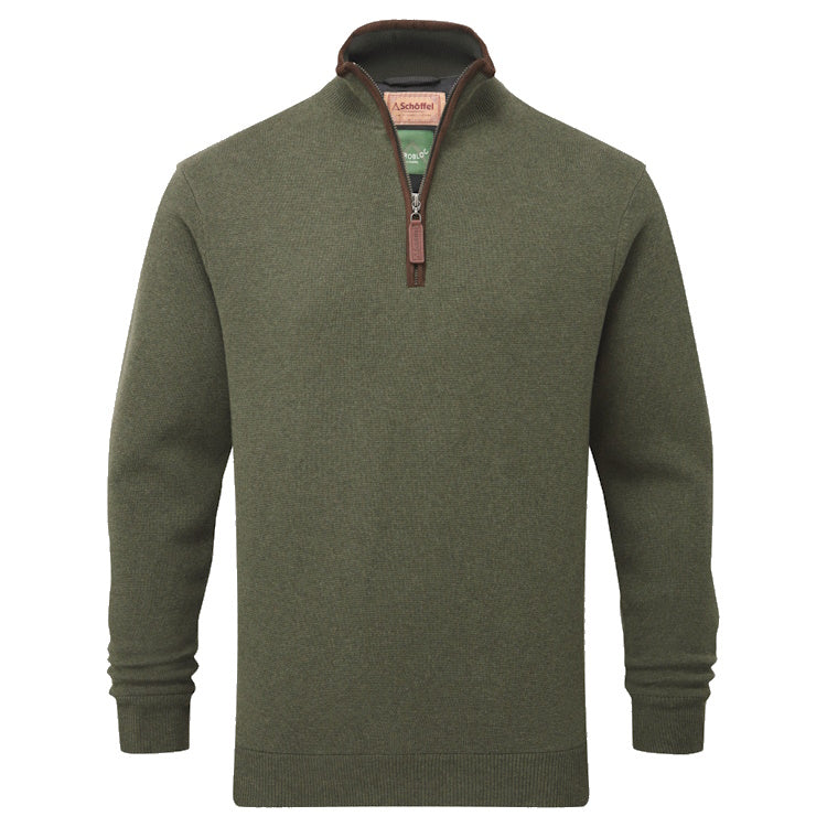 Schoffel Angus Aerobloc 1/4 Zip Jumper - Woodland