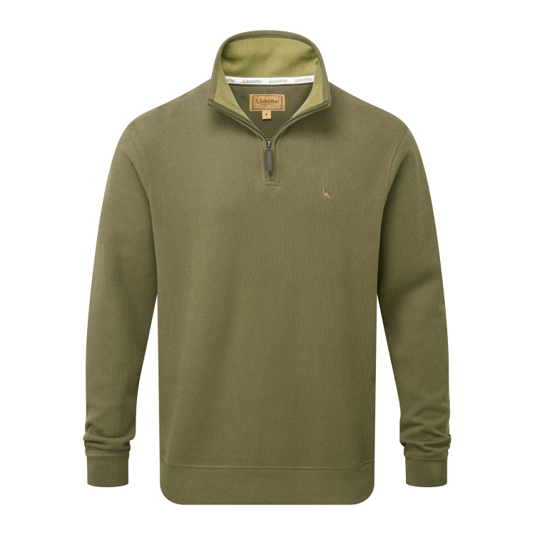Schoffel Kingsand 1/4 Zip Jumper - Dark Khaki Green