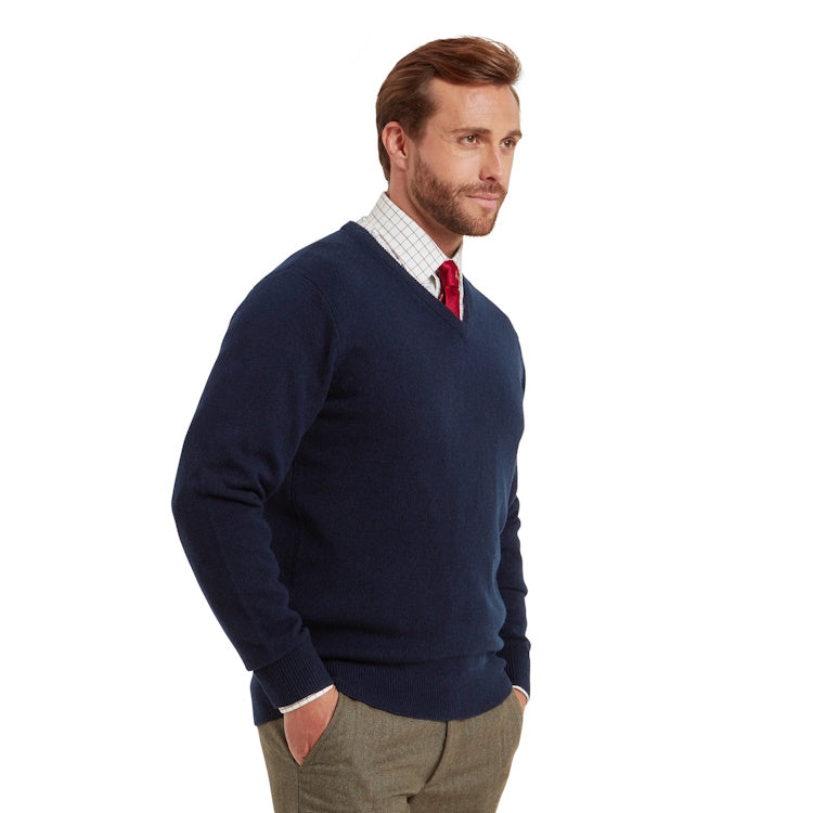 Schoffel Lewis Lambswool V Neck Jumper - Navy