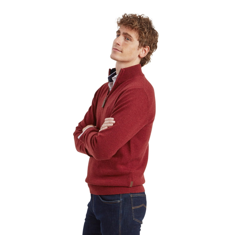 Schoffel Lewis Lambswool 1/4 Zip Jumper - Deep Red