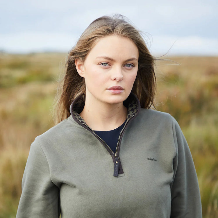 Ridgeline Ladies Brancaster 1/4 Zip Top - Smokey Olive