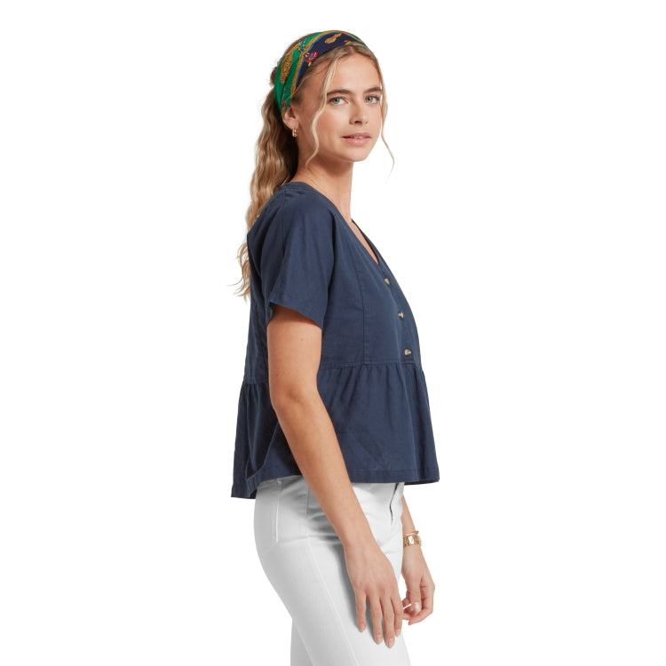 Schoffel Ladies Lavenham Linen Top - Dark Blueberry