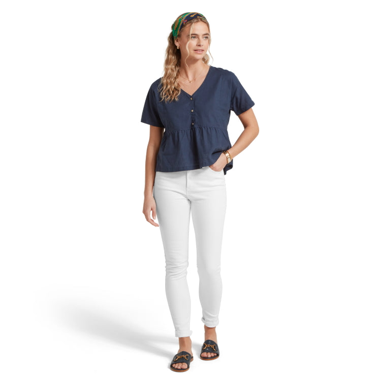 Schoffel Ladies Lavenham Linen Top - Dark Blueberry