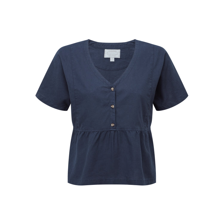 Schoffel Ladies Lavenham Linen Top - Dark Blueberry