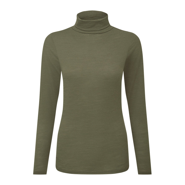 Schoffel Ladies Malton Merino Top - Dark Khaki Green