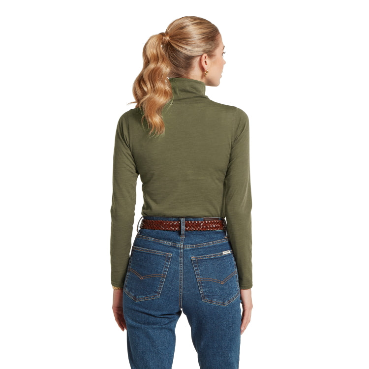 Schoffel Ladies Malton Merino Top - Dark Khaki Green