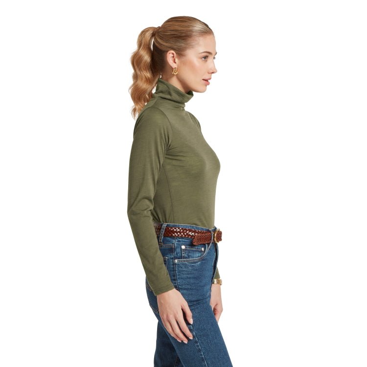 Schoffel Ladies Malton Merino Top - Dark Khaki Green
