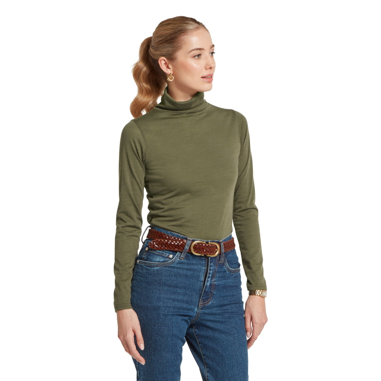 Schoffel Ladies Malton Merino Top - Dark Khaki Green