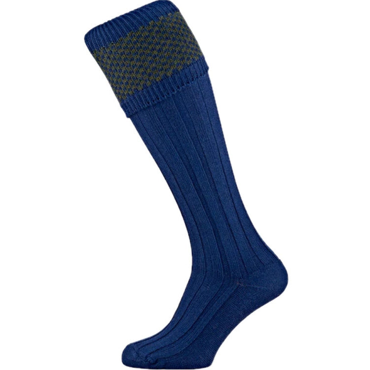 Pennine Penrith Shooting Socks - Olive/Sapphire