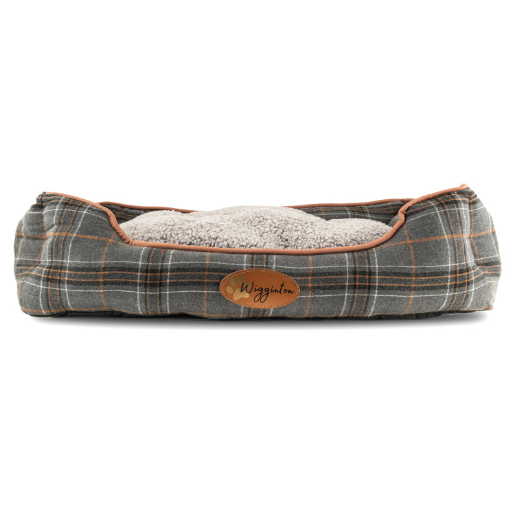 Wigginton Terrier Dog Bed - Orange/Grey Check