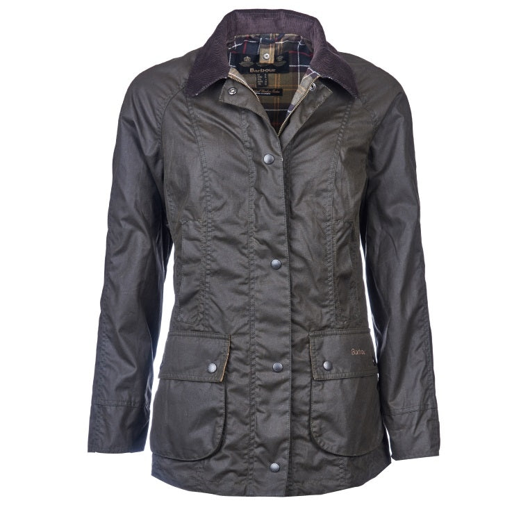 Barbour Ladies Classic Beadnell Wax Jacket Olive John Norris