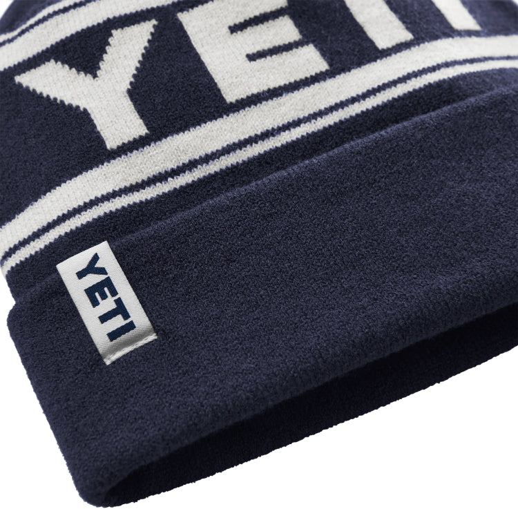Yeti Logo Retro Knit Beanie - Navy/White
