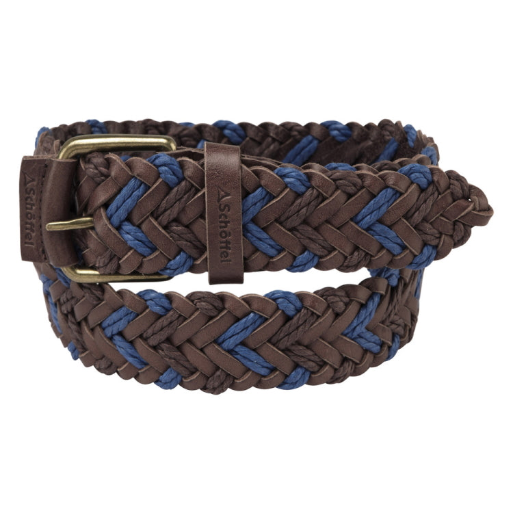 Schoffel Unisex Woven Leather Belt - Brown/Blue