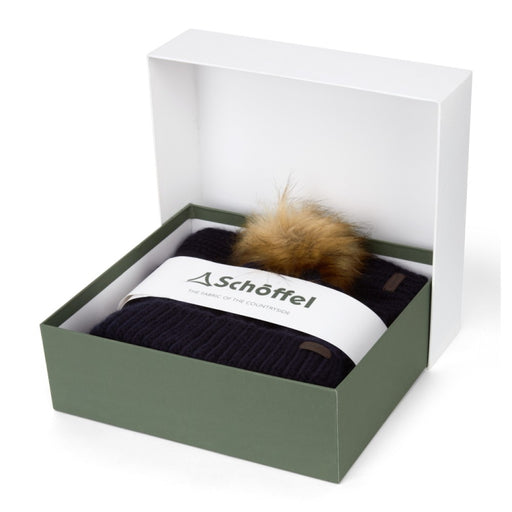 Schoffel Ladies Bakewell Hat and Scarf Set - Navy