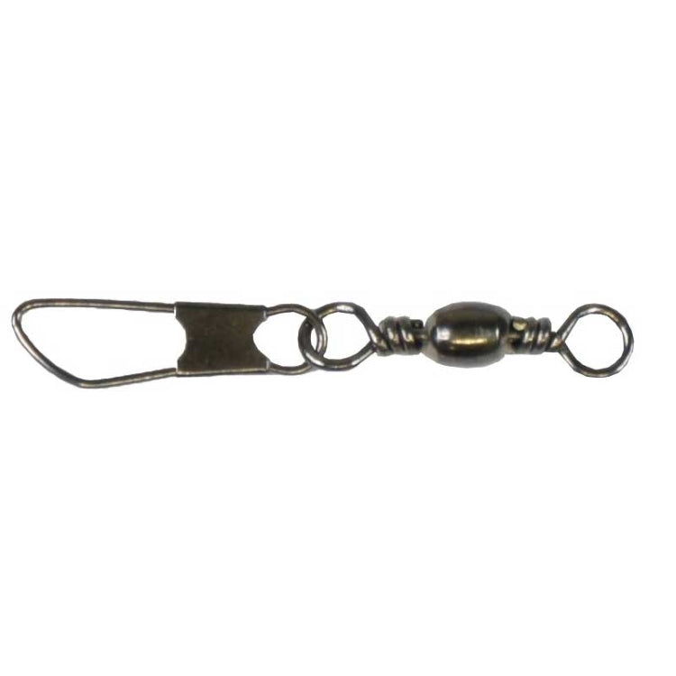 Mustad Black Barrel Swivels And Safety Snap