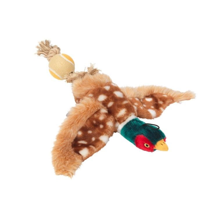 House of Paws Pheasant Dog Toy With Rope Tail and Tennis Ball