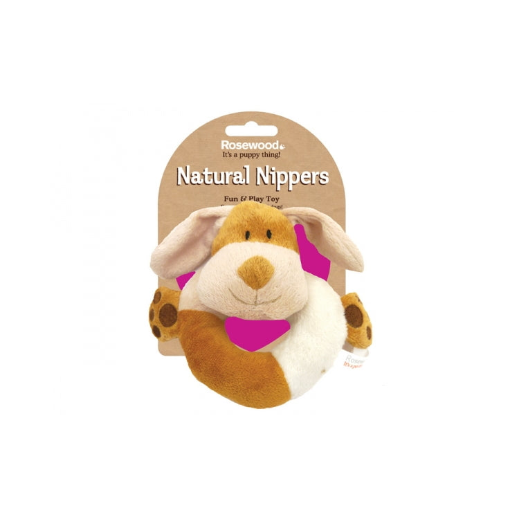 Rosewood Puppy Natural Nippers Cuddle Plush Ring