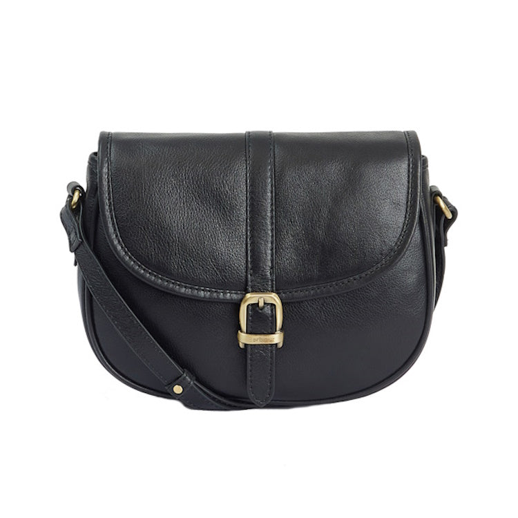 Barbour Laire Medium Leather Saddle Bag - Black