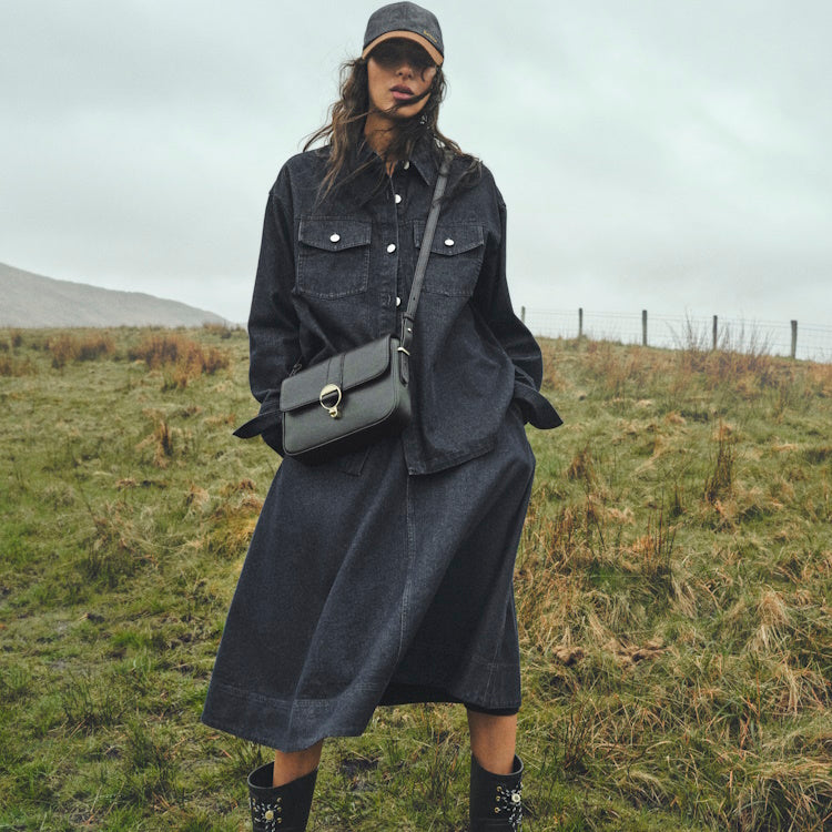 Barbour Ladies Rosa Leather Crossbody Bag - Black - John Norris