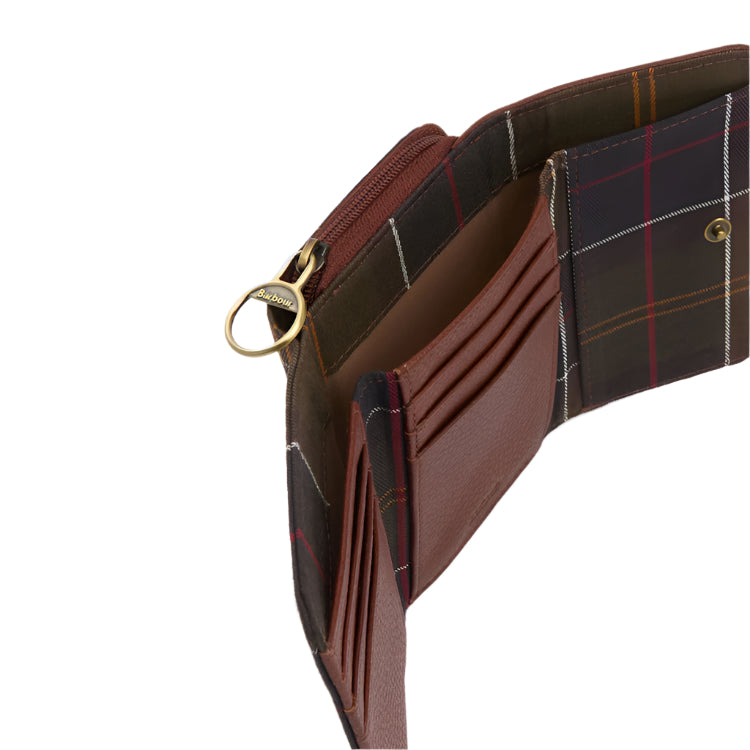 Barbour Ladies Rosa Leather French Purse - Brown/Classic Tartan