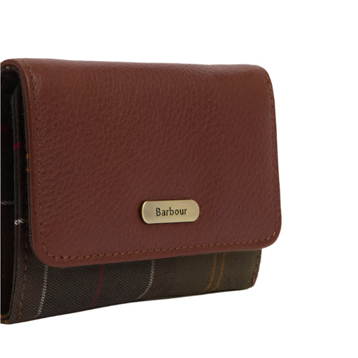Barbour Ladies Rosa Leather French Purse - Brown/Classic Tartan