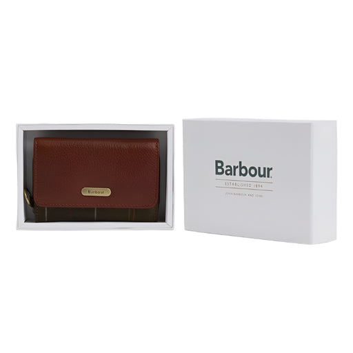 Barbour Ladies Rosa Leather French Purse - Brown/Classic Tartan