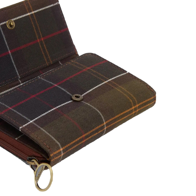 Barbour Ladies Rosa Leather French Purse - Brown/Classic Tartan