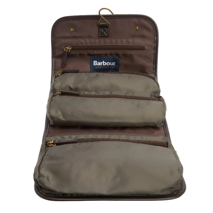 Barbour Wax Hanging Washbag - Olive/Beacon