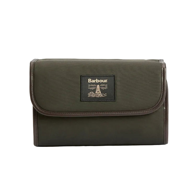 Barbour Wax Hanging Washbag - Olive/Beacon