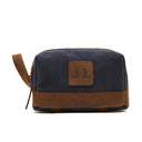 Chatham Waxed Canvas Wash Bag - Navy/Brown