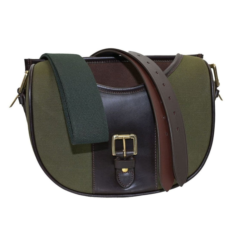 GMK Stockbridge Leather And Canvas Cartridge Bag - Green/Brown