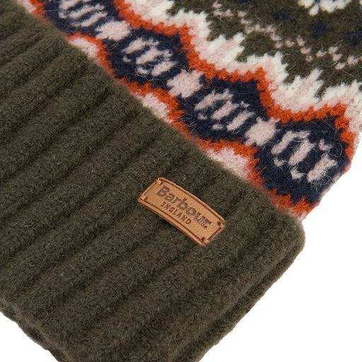 Barbour Ladies Helen Fairisle Beanie Hat - Olive 