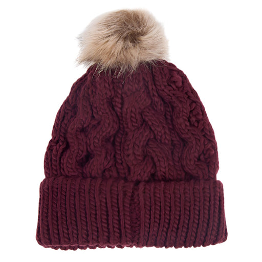 Barbour Ladies Penshaw Beanie Hat - Bordeaux