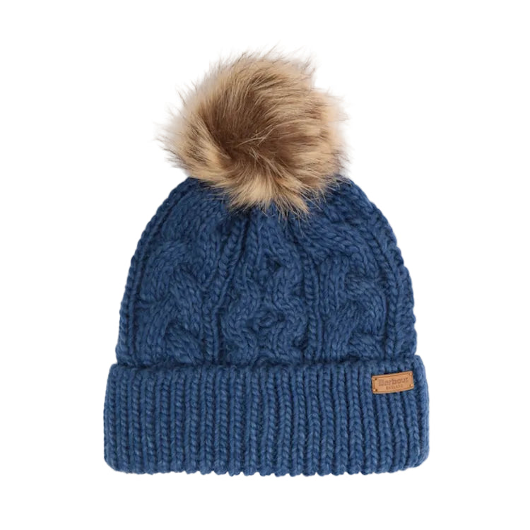 Barbour Ladies Penshaw Cable Beanie - Navy Peony
