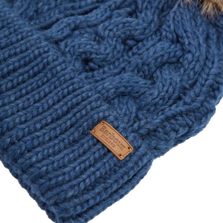 Barbour Ladies Penshaw Cable Beanie - Navy Peony