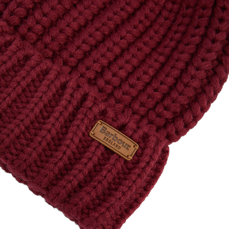 Barbour Ladies Saltburn Beanie Hat - Biking Red