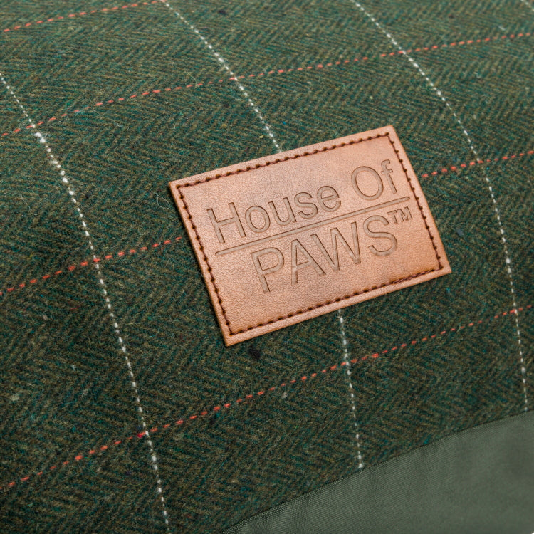 House of Paws Green Tweed Cushion Dog Bed