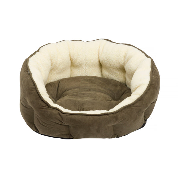 House of Paws Faux Sheepskin Oval Dog Bed - Green