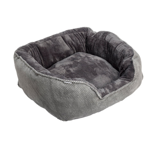 House of Paws Grey Cord Plush Rectangle Snuggle Dog Bed