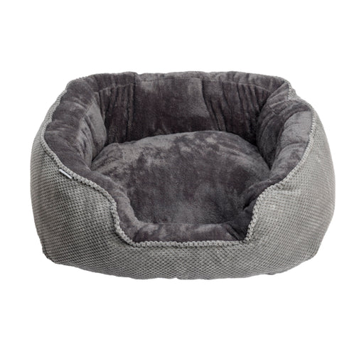 House of Paws Grey Cord Plush Rectangle Snuggle Dog Bed