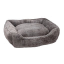 House of Paws Plush Square Snuggle Dog Bed - Grey