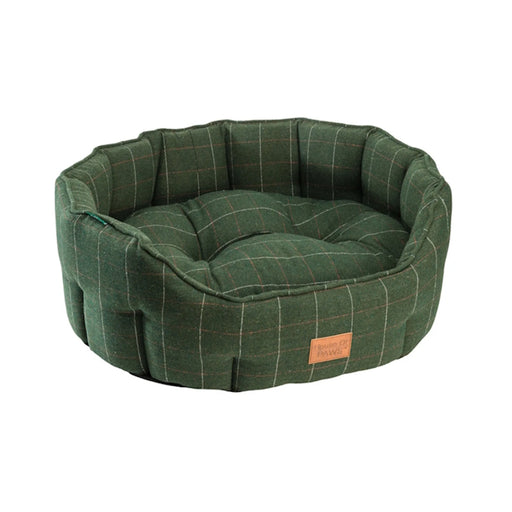 House of Paws Tweed Oval Snuggle Dog Bed - Green