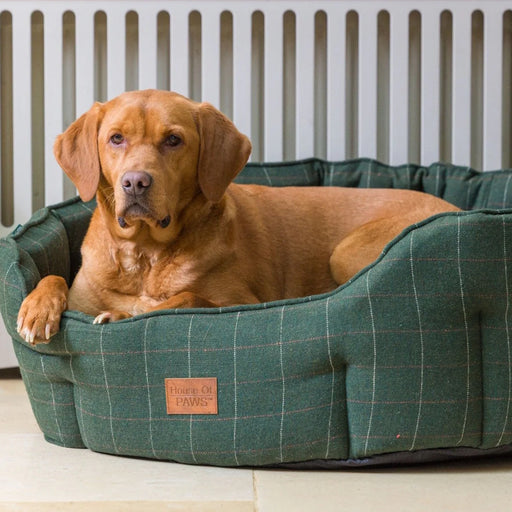 House of Paws Tweed Oval Snuggle Dog Bed - Green