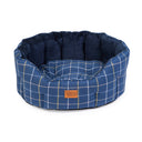 House of Paws Tweed Oval Snuggle Dog Bed - Navy Check