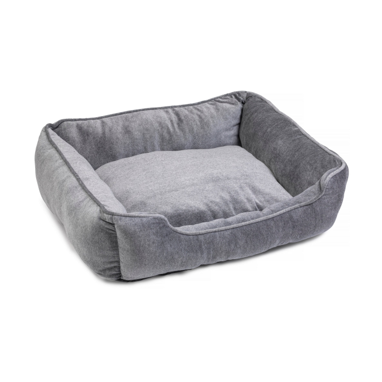 House of Paws Velvet Square Dog Bed - Grey