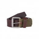 Barbour Webbing/Leather Belt - Olive/Brown